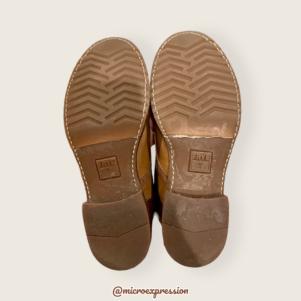 $399 Frye Veronica Combat Tan Brown Leather Lace Up Moto Comfy Everyday Boot - Picture 11 of 13